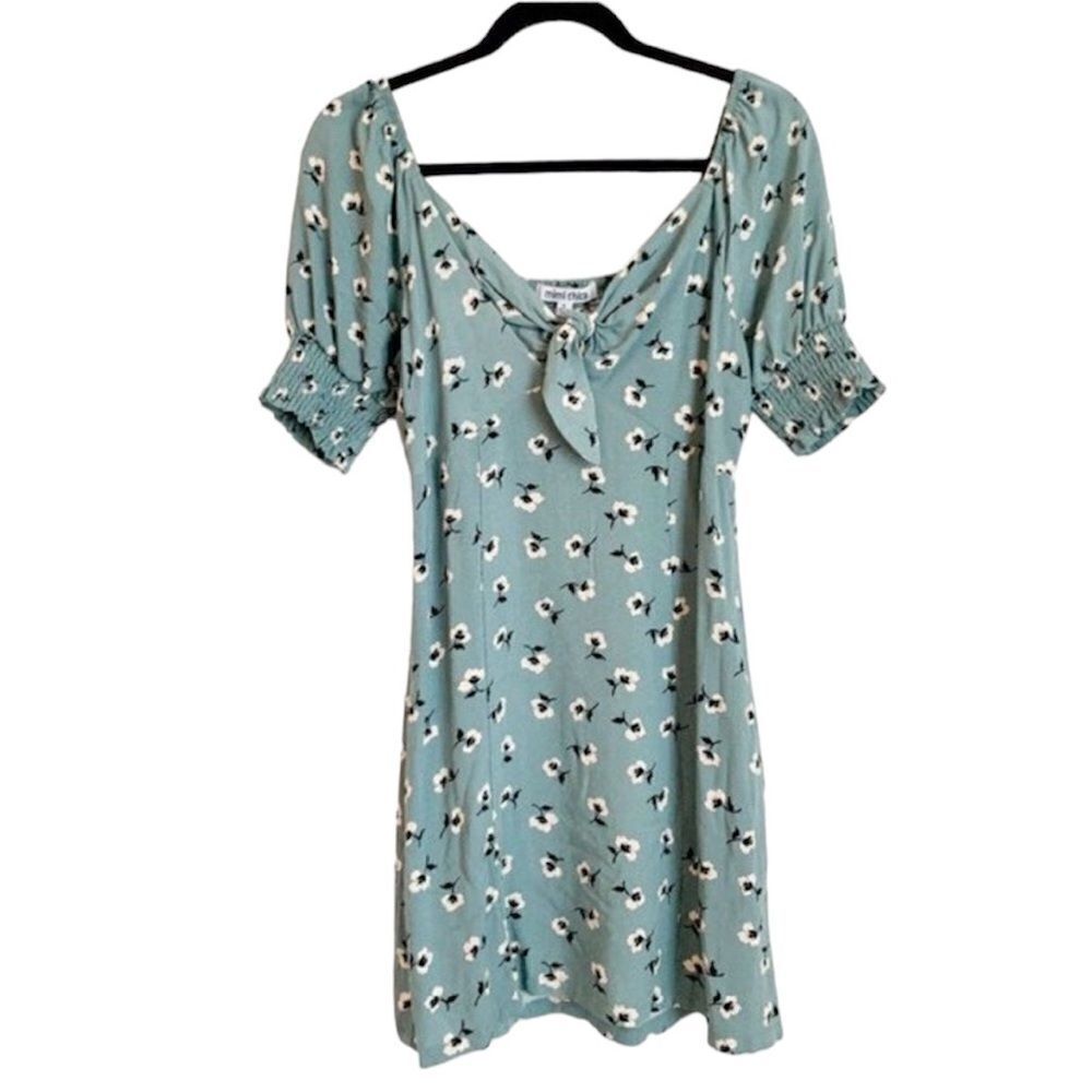 ✨ Teal Smocked Floral Mini Dress✨